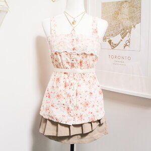 Cream & Coral Floral Lace Top 🌷 FEBRUGUST